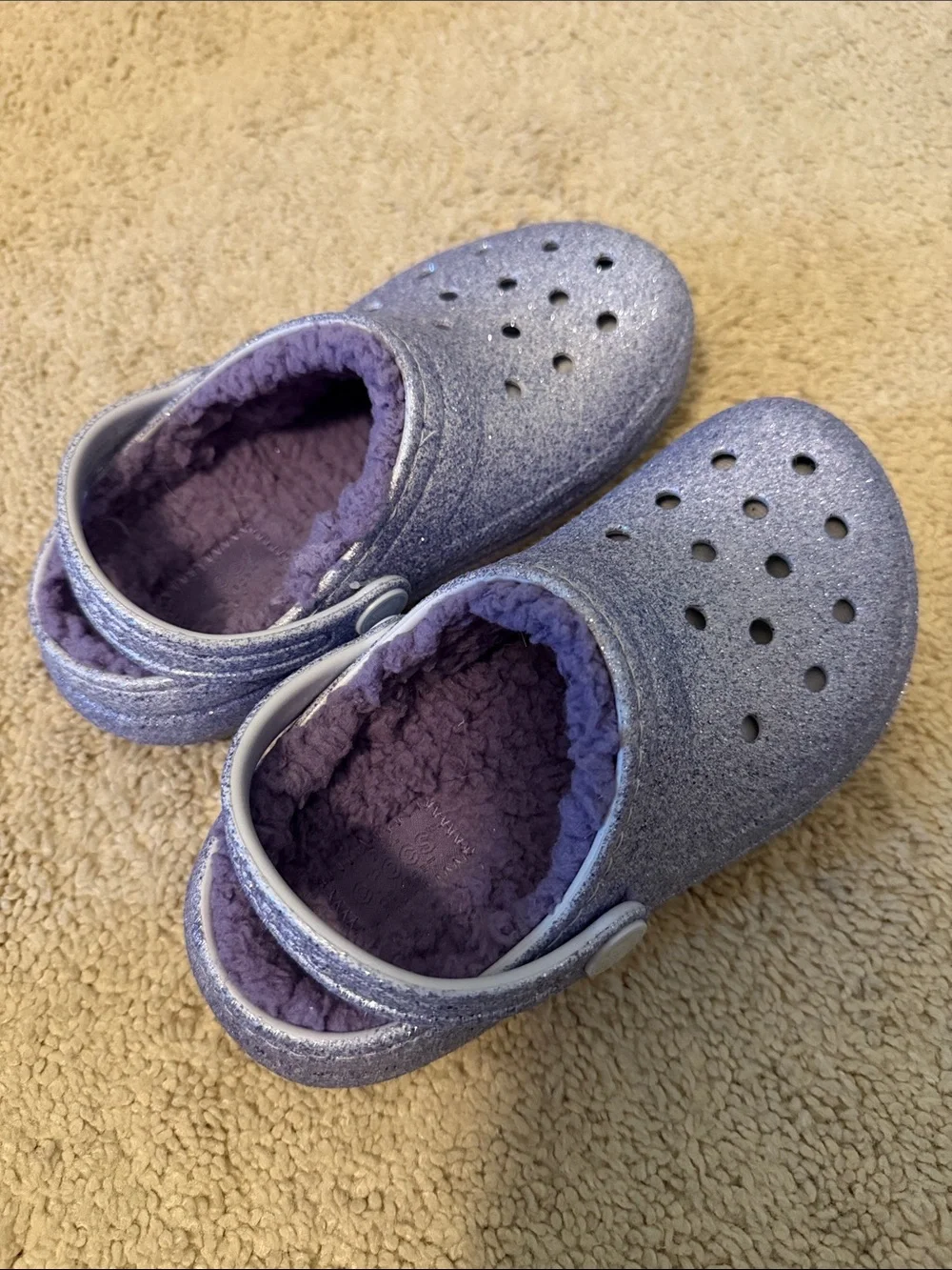 CROCS Kids Glitter Slip-On Clogs in Light Purple